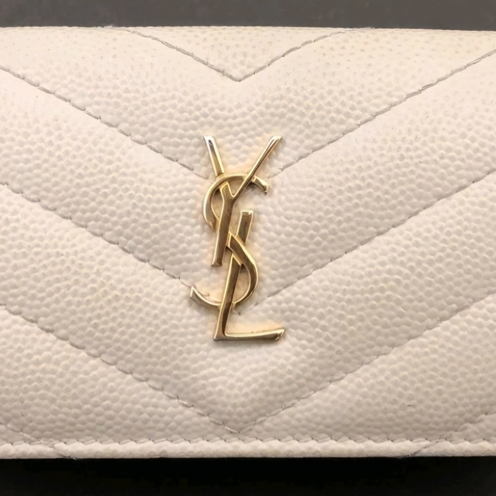 Yves Saint Laurent White Compact trifold wallet